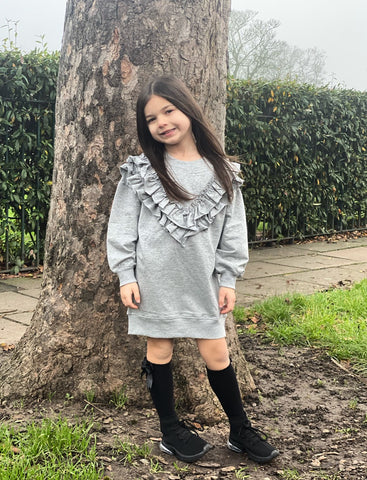 Grey Reza Frill Jumper Dress