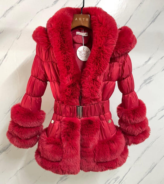 Red Florencia Hooded Coat
