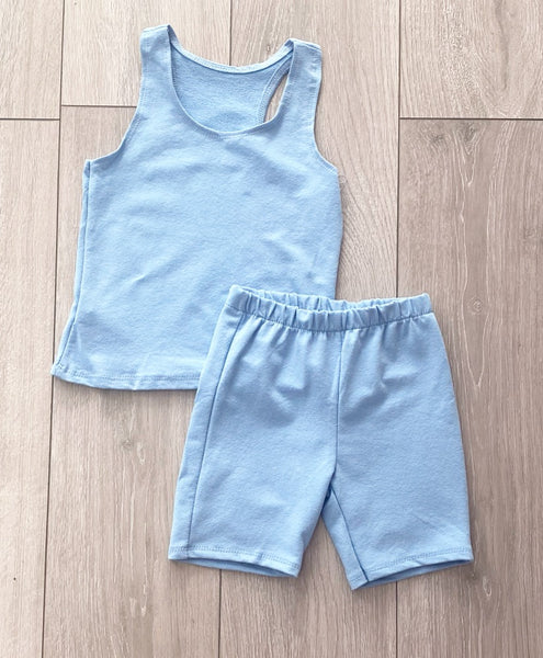 Blue Elmina 3 Piece Shorts Set