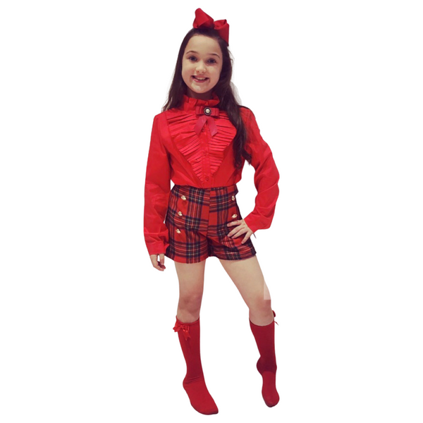 Red Romia Shorts & Shirt Set