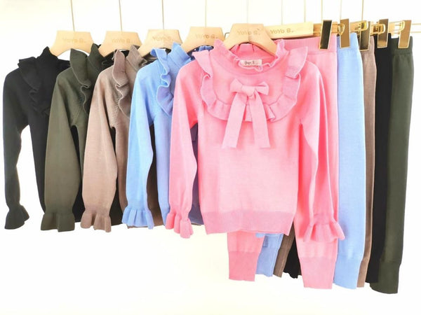 Pink Alissa Bow Knitted Leggings Set