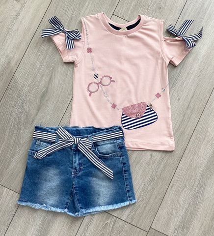 Pink Esmay Shorts Set