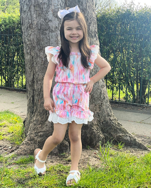 Orange Zaria Shorts Set