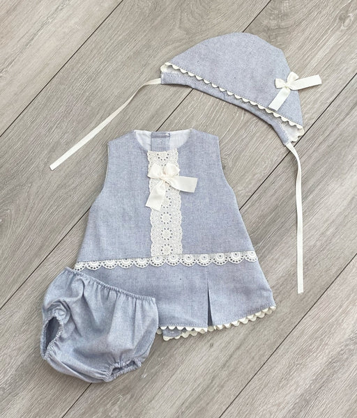 Eva Class Blue Amada Dress, Knickers & Bonnet 21024