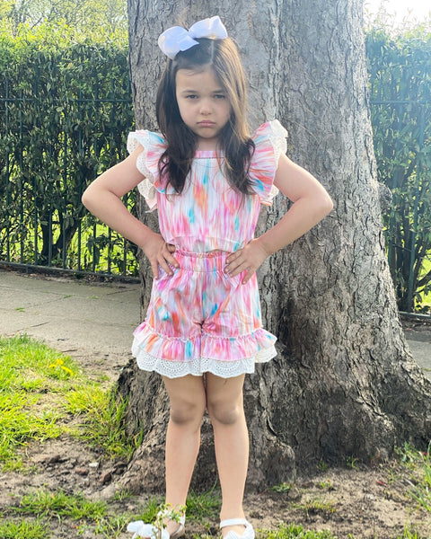 Orange Zaria Shorts Set