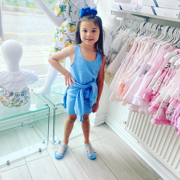 Blue Elmina 3 Piece Shorts Set