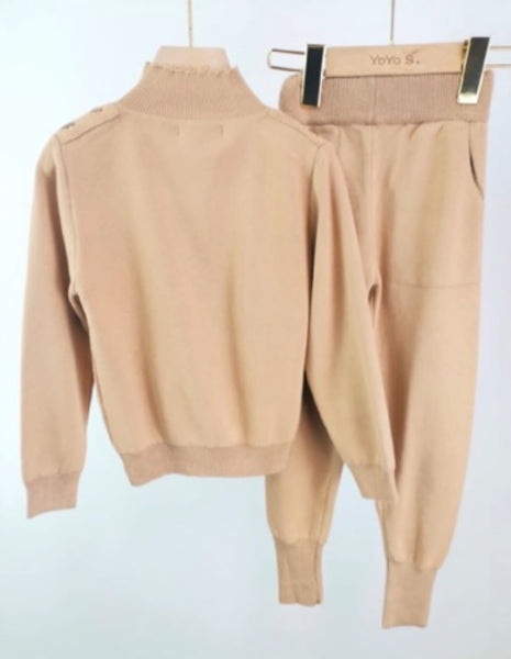 Beige Alani Knitted Leggings Set