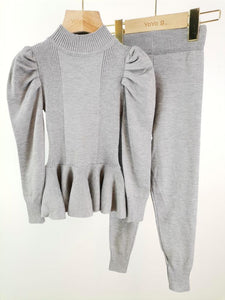 Grey Cecilia Knitted Leggings Set