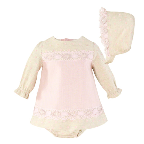 Miranda Baby Girl Dress, Bonnet & Knickers 0070
