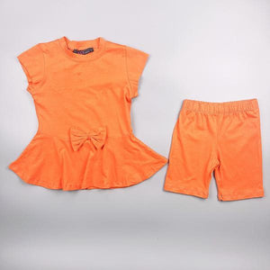 Orange Malaya Bow Shorts Set