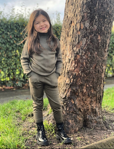 Khaki Alani Knitted Leggings Set