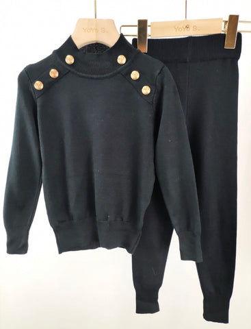 Black Laikyn Knitted Leggings Set