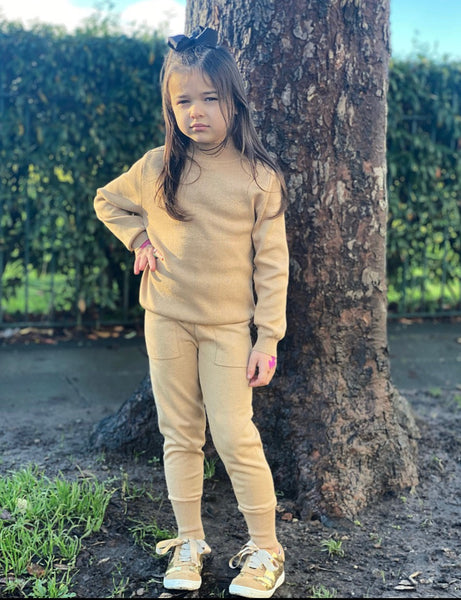 Beige Alani Knitted Leggings Set