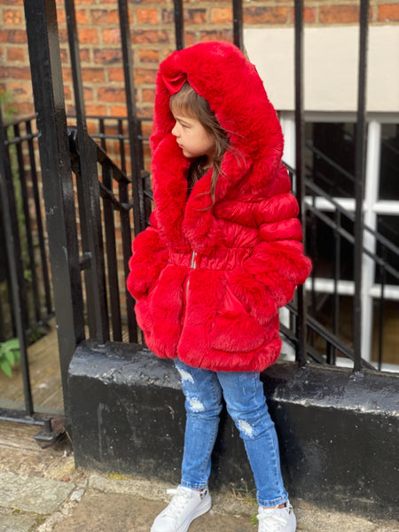 Red Florencia Hooded Coat
