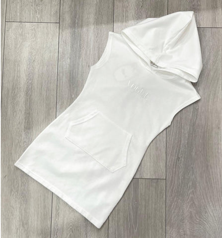 White Vogue Hoodie Dress