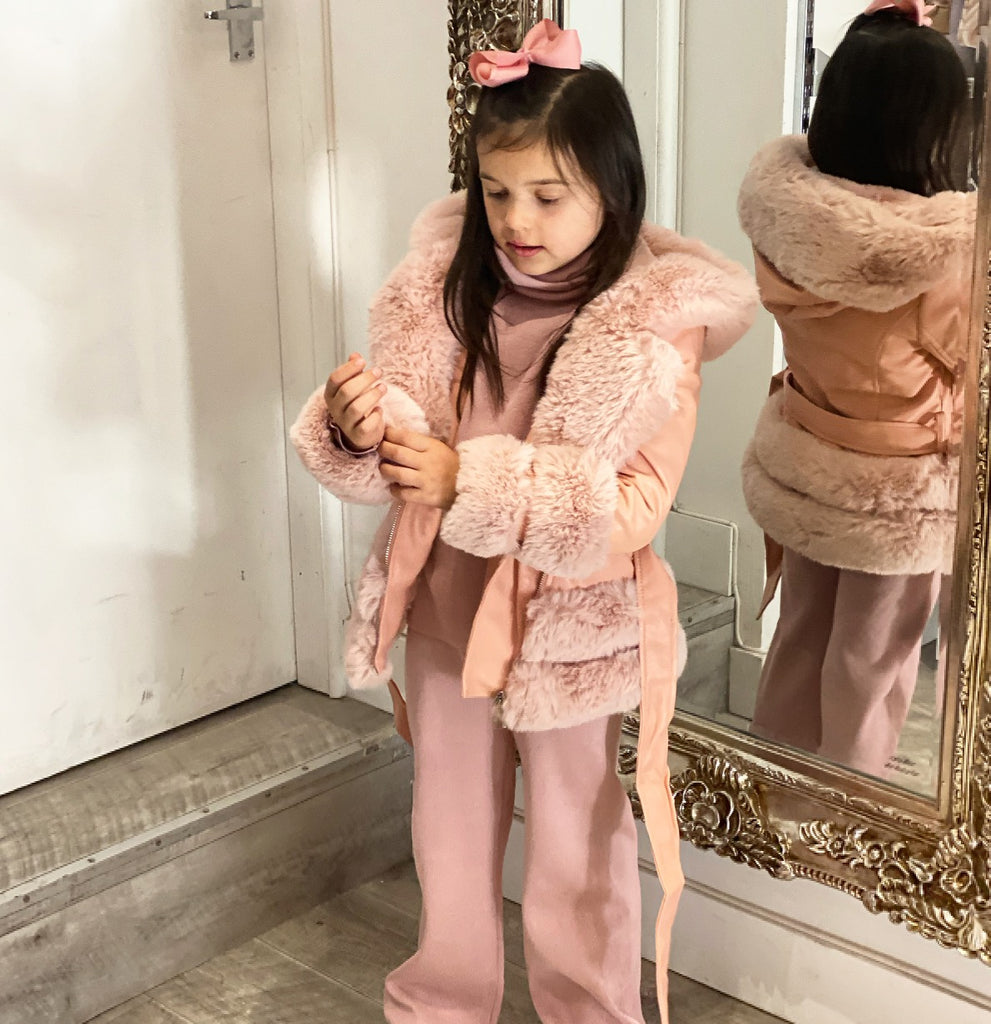 Pink Vienna Faux Leather Fur Jacket – Le Bebe Boutique