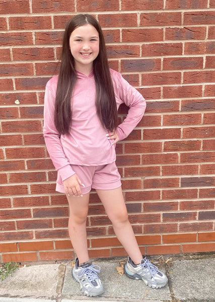 Dark Pink Lexie Shorts Set (Velour)