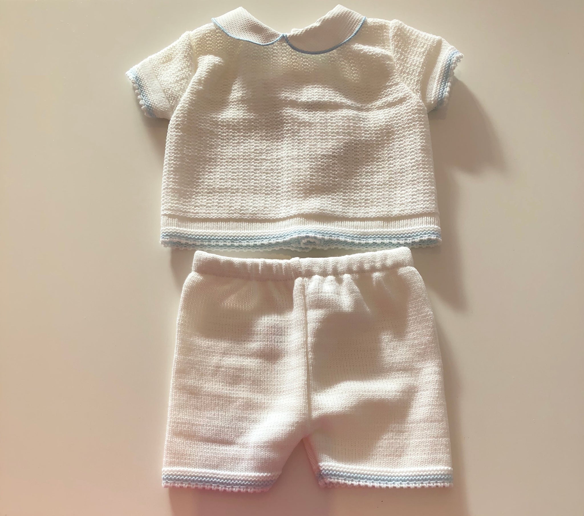 White David Knitted Shorts Set