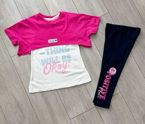 Cerise Pink Alisa 3 Piece Leggings Set