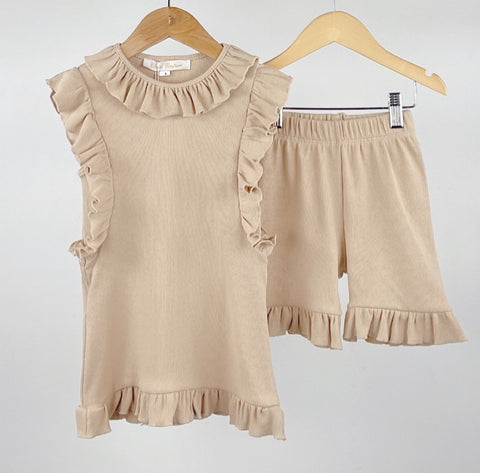 Beige Beatrix Shorts Set