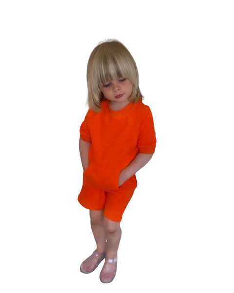 Orange Zayd Shorts Set (Towelling)