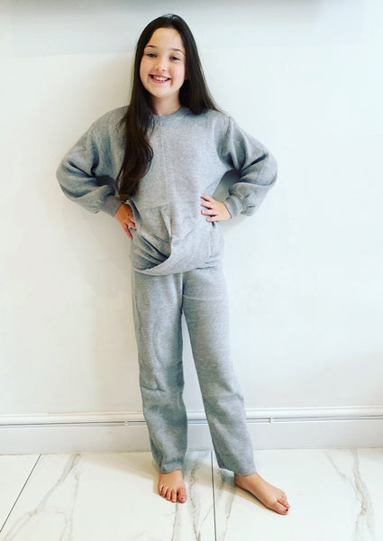 Grey Lucia Knitted Style Tracksuit