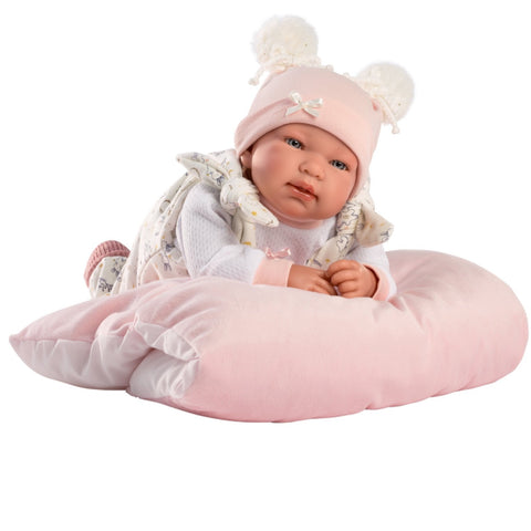 Llorens 84458 Spanish Girl Crying Doll with Pillow
