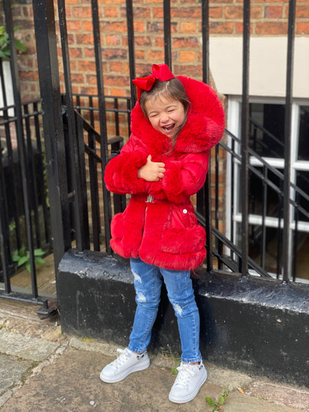 Red Florencia Hooded Coat