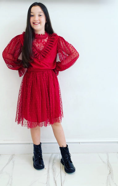 Red Lilia Spotted Dress