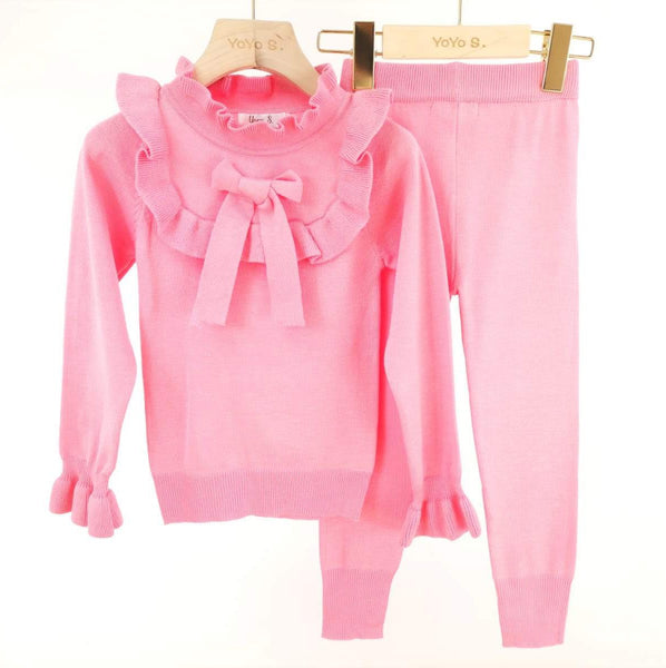 Pink Alissa Bow Knitted Leggings Set