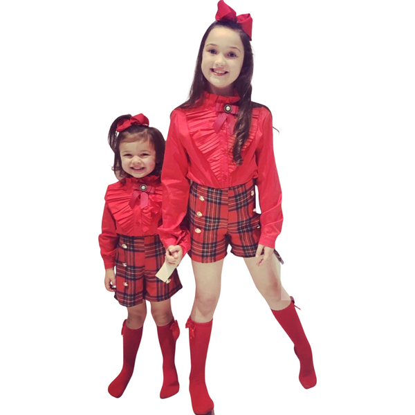 Red Romia Shorts & Shirt Set