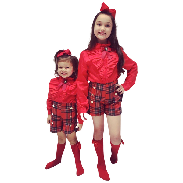Red Romia Shorts & Shirt Set