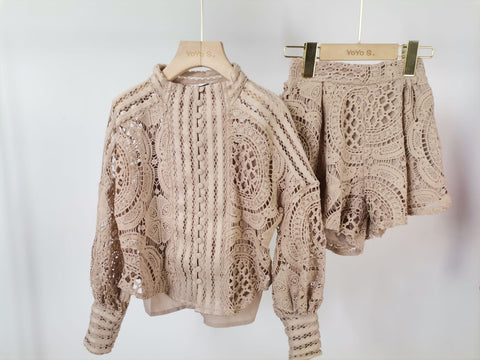 Beige Riva Shorts Set