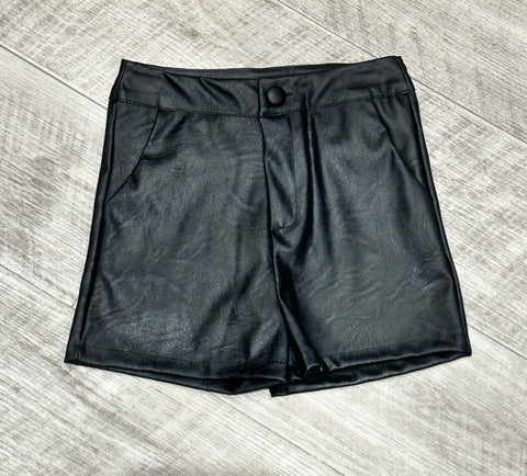 Black Leather Look Shorts