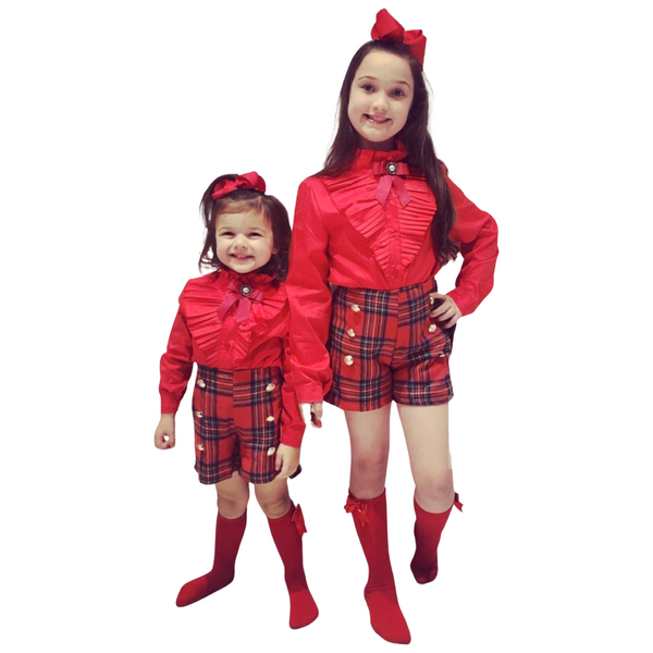 Red Romia Shorts & Shirt Set