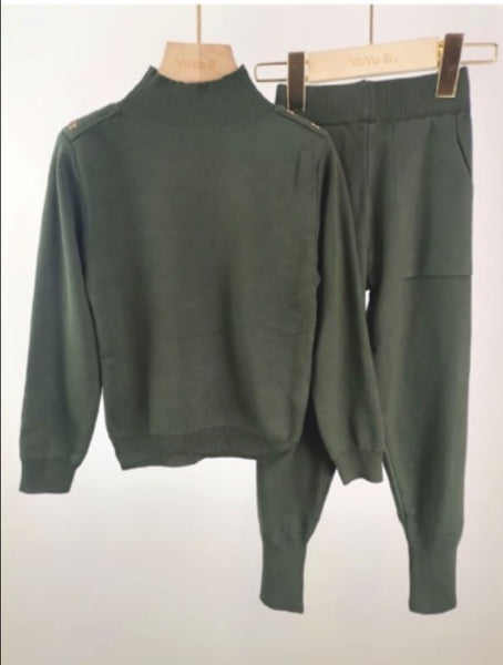 Khaki Alani Knitted Leggings Set