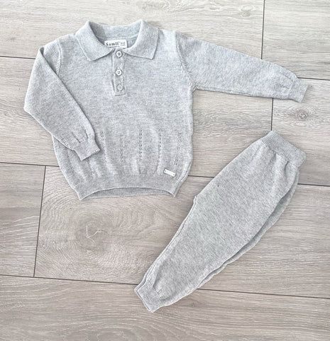 Grey Kalen Knitted Pants Set