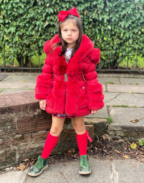 Red Florencia Hooded Coat